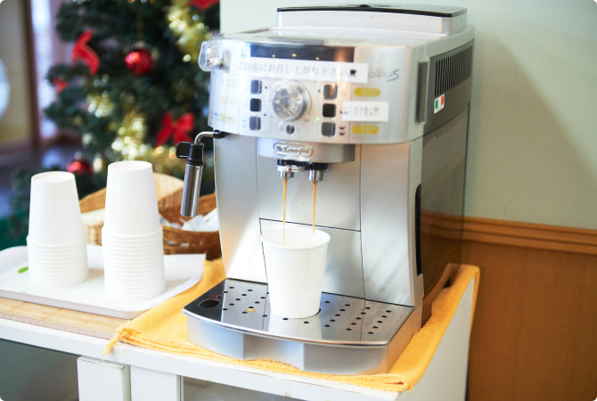 写真：無料ウェルカムコーヒーサービス